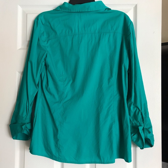 Turquoise Button Up Blouse - Picture 2 of 3